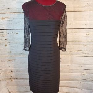 Adrianna Papell Cocktail Bandage Black Lace Dress